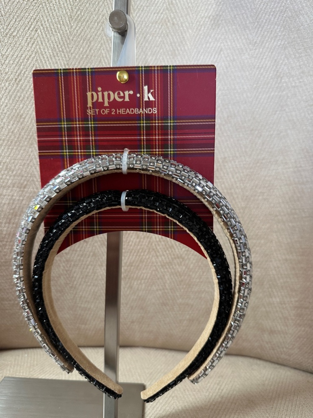 piper·k Black and Silver Beaded Headbands - Set of 2